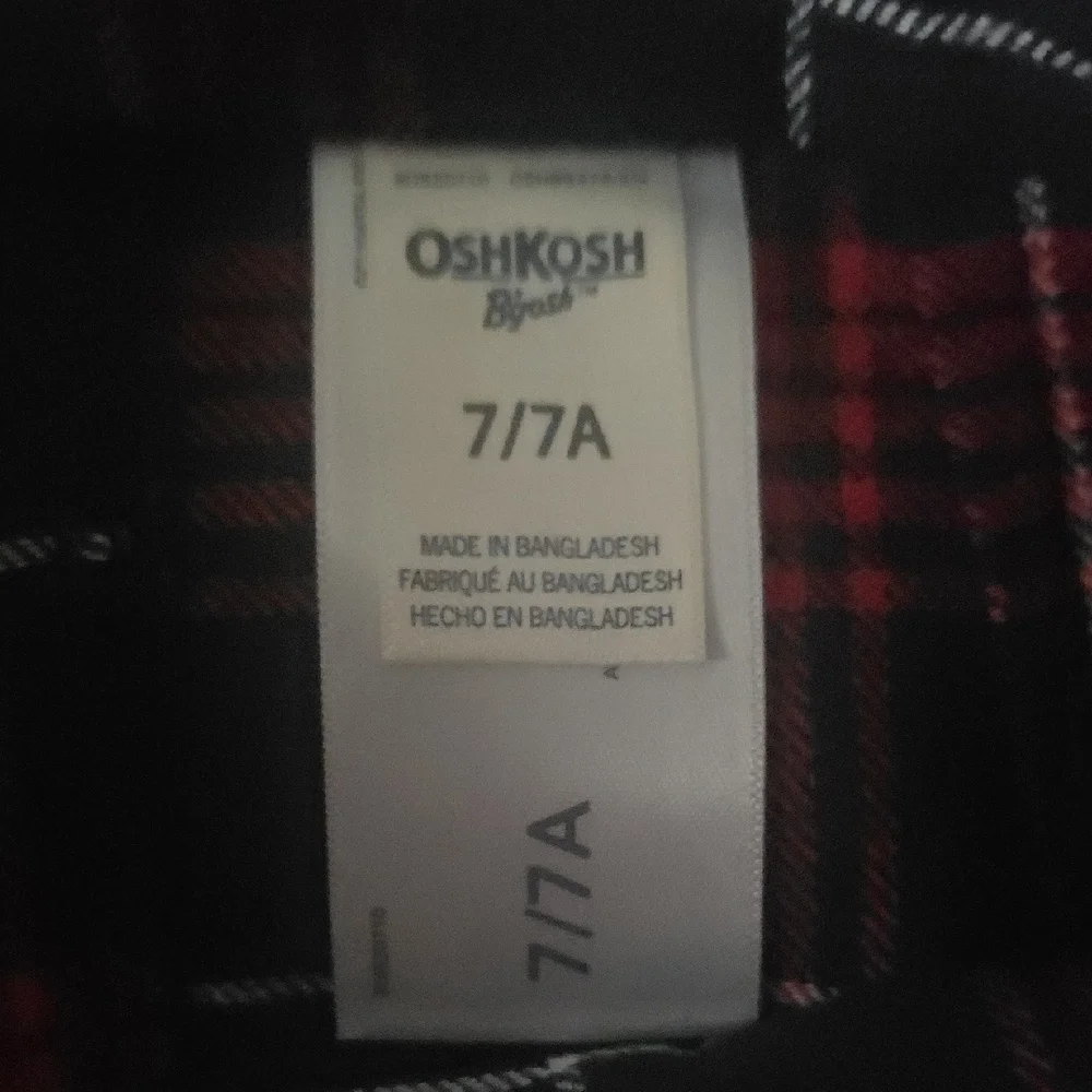 OshKosh B'gosh Girls Red & Black Plaid Mini Skirt, SIZE 7 NWOT